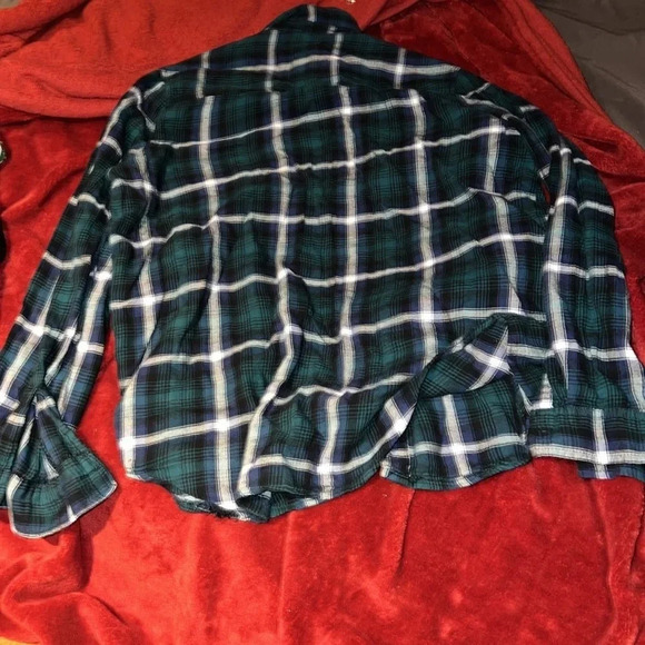 Bluenotes boyfriend fit long sleeve plaid long sleeve  shirt Sz M - Picture 10 of 10